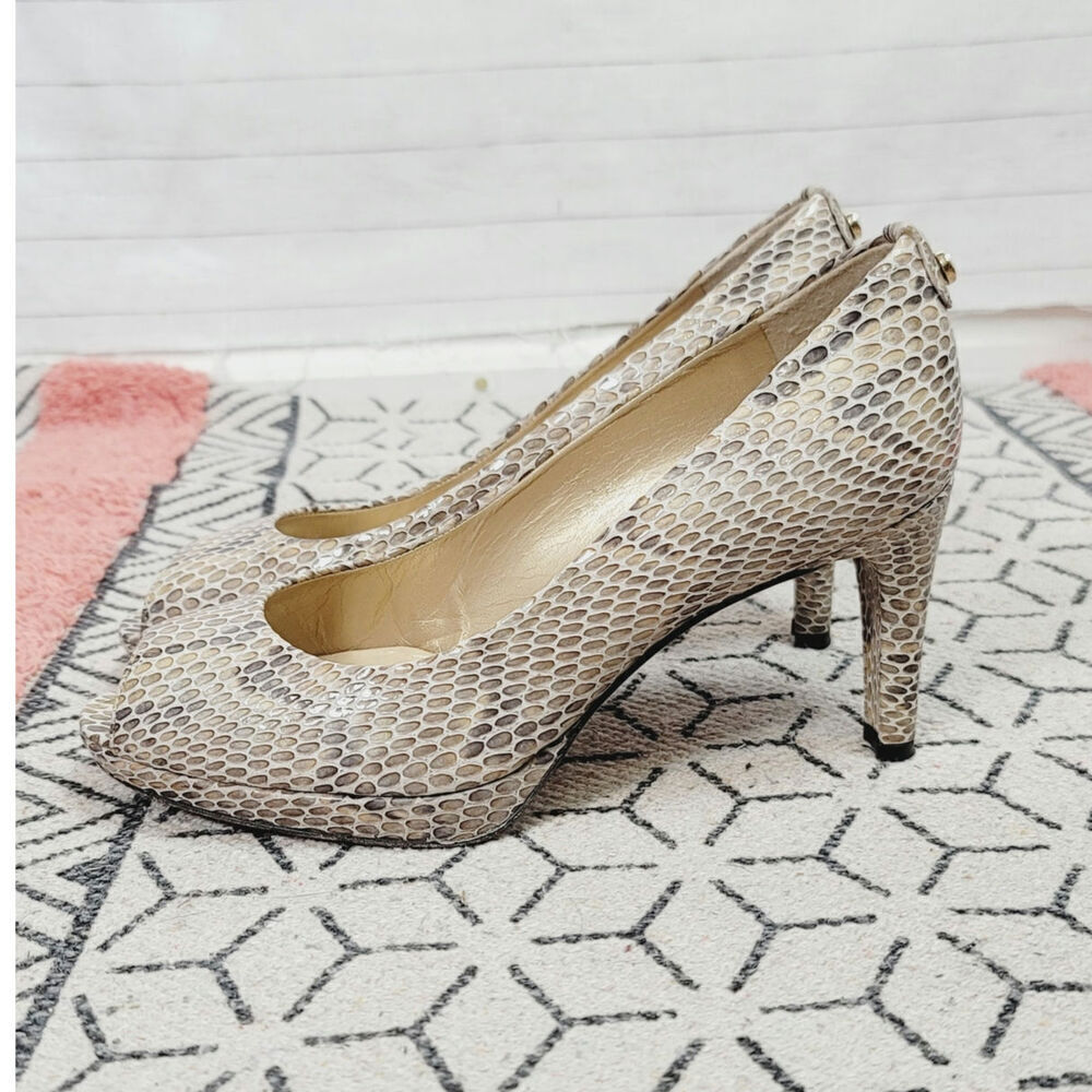 Stuart Weitzman Faux Python Patent Leather Peep T… - image 3